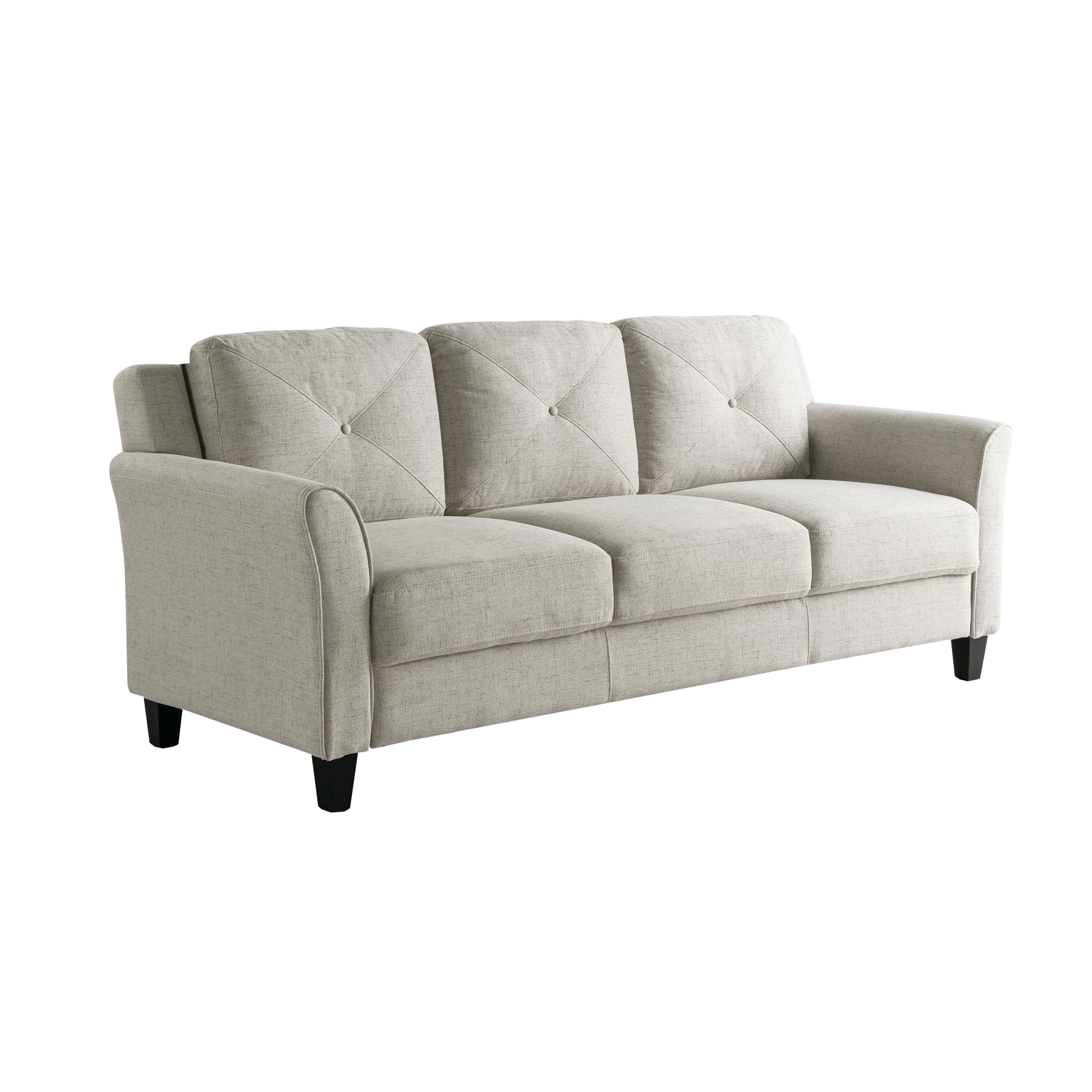 Lifestyle Solutions Taryn Curved Arms Sofa, Black Fabric