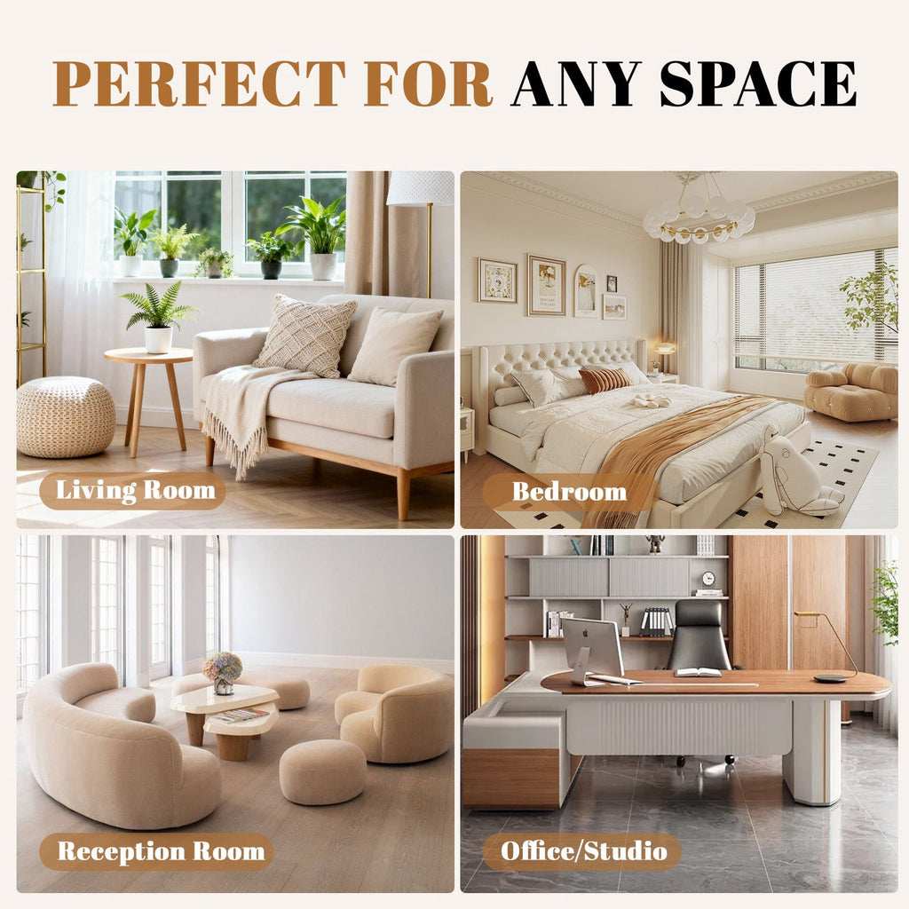 Poshby 71.25''W Loveseat 2 Seater Couch Sofa with Chenille Material, Modern for Living Room, Beige