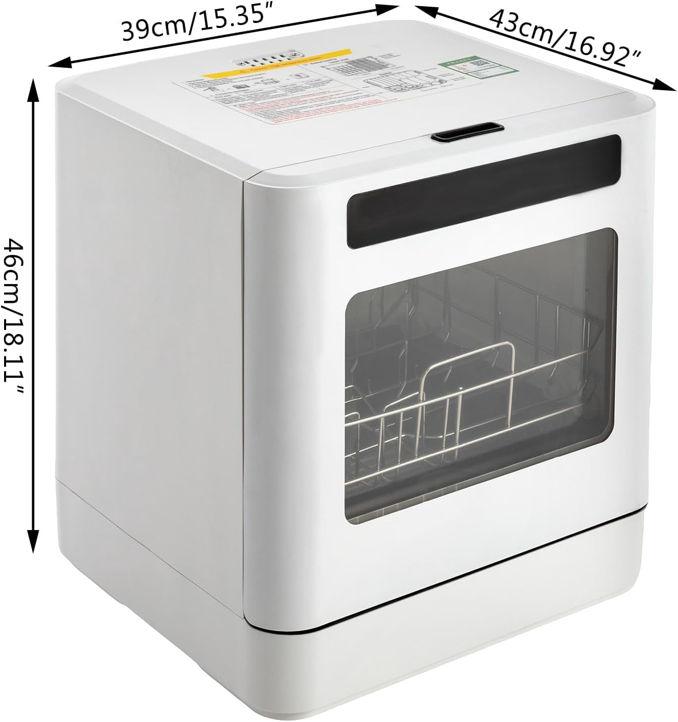 Countertop Dishwasher, White Portable Dishwasher with Water Tank 4 Washing Programs, 158°F High-Temperature Disinfection,  360° Spraying Dishwasher for RVs, Apartments, Dormitories,Home Kitchen