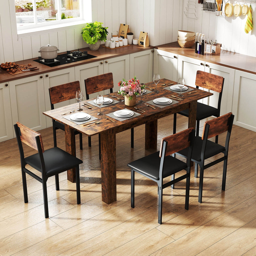 Costway 47”-62” Extendable Dining Table for 4-8 People for Dining Room Home Office Brown