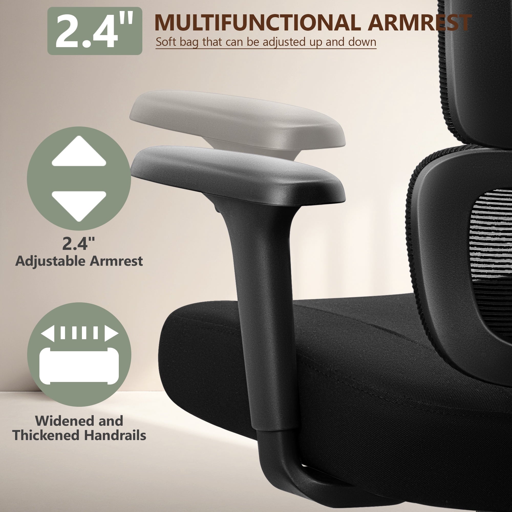 COOLHUT Ergonomic Mesh Office Chair with Footrest, Big and Tall Computer Desk Chair with Adjustable Lumbar Support, Headrest and Armrest, High Back Home Office Chair for Workspace, 300LBS, Black