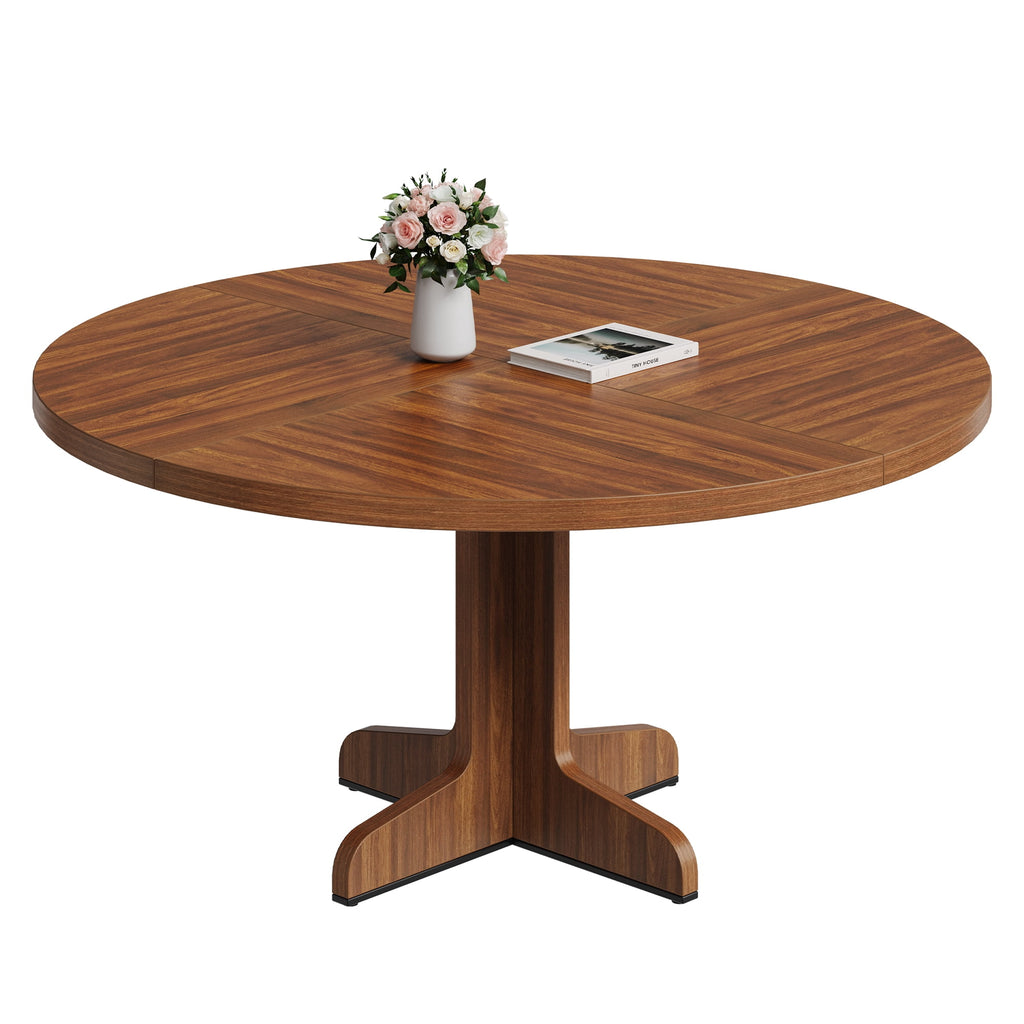 47 Inch Round Dining Table, Wood Kitchen Table, Dinning Room Tables for 4-6 People, Dinner Table with Wooden Tabletop and Legs for Dining Room Living Room (Only Table)