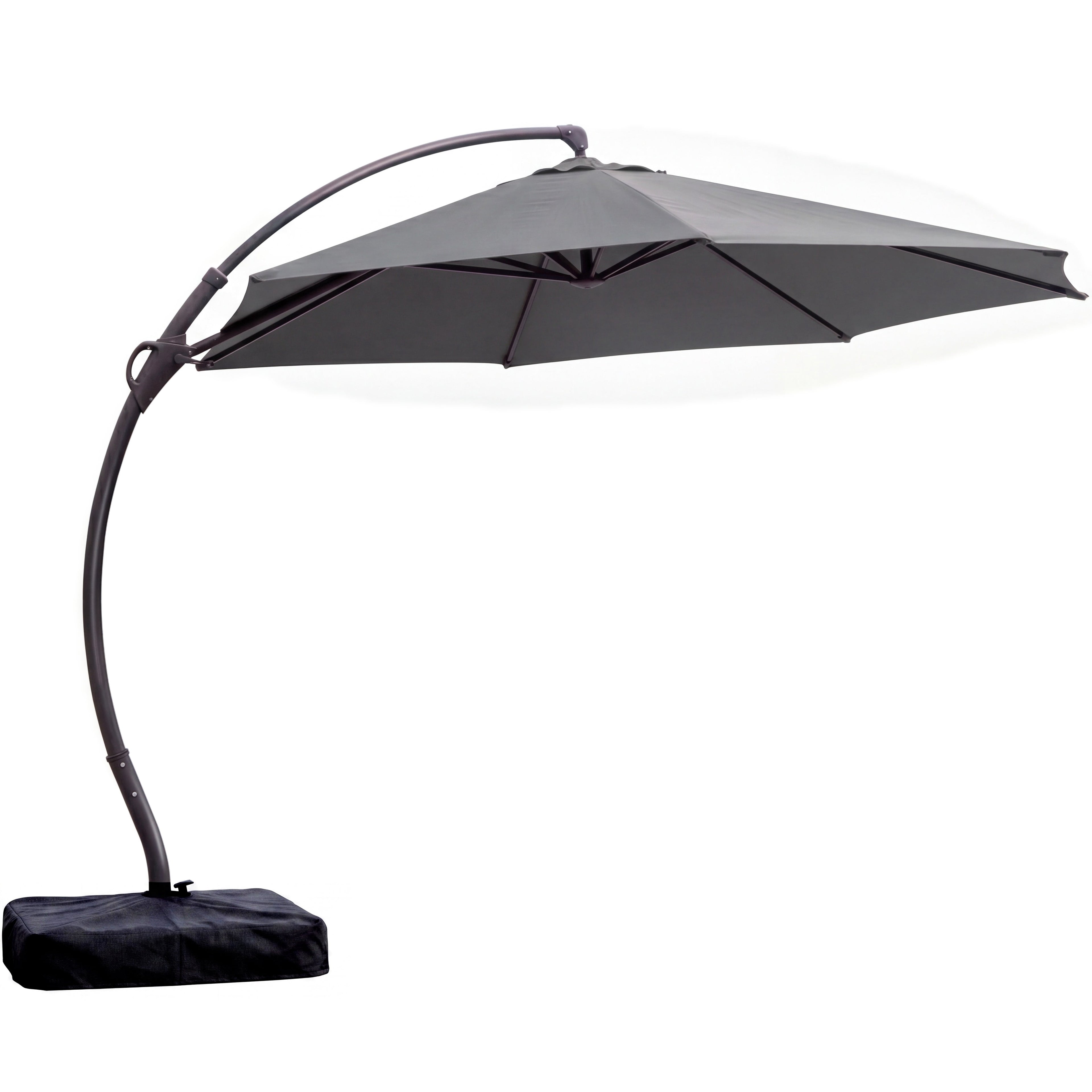 LAUSAINT HOME 11 FT Outdoor Patio Umbrella with Base, Aluminum Cantilever Umbrella with Crank, Gray