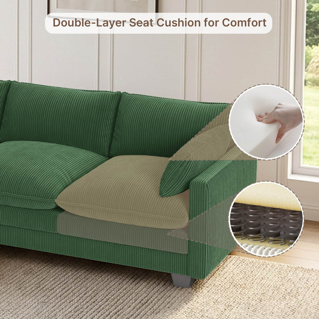 Asofer 31 Cloud Accent Sofa With Washable Cover, Single Corduroy Chair with Deep Seat Upholstered Cushion for Apartment,Dark gray