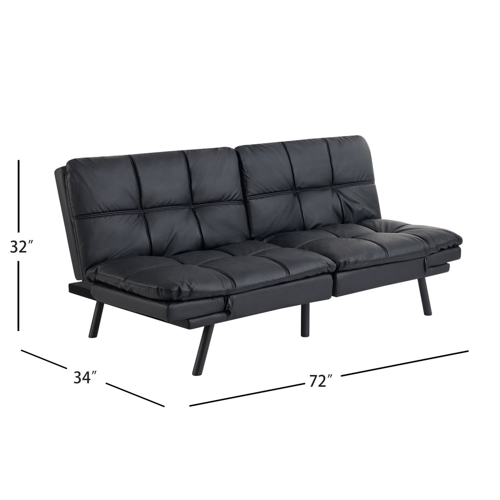 Mainstays 72 Memory Foam Futon Sofa Bed,Black