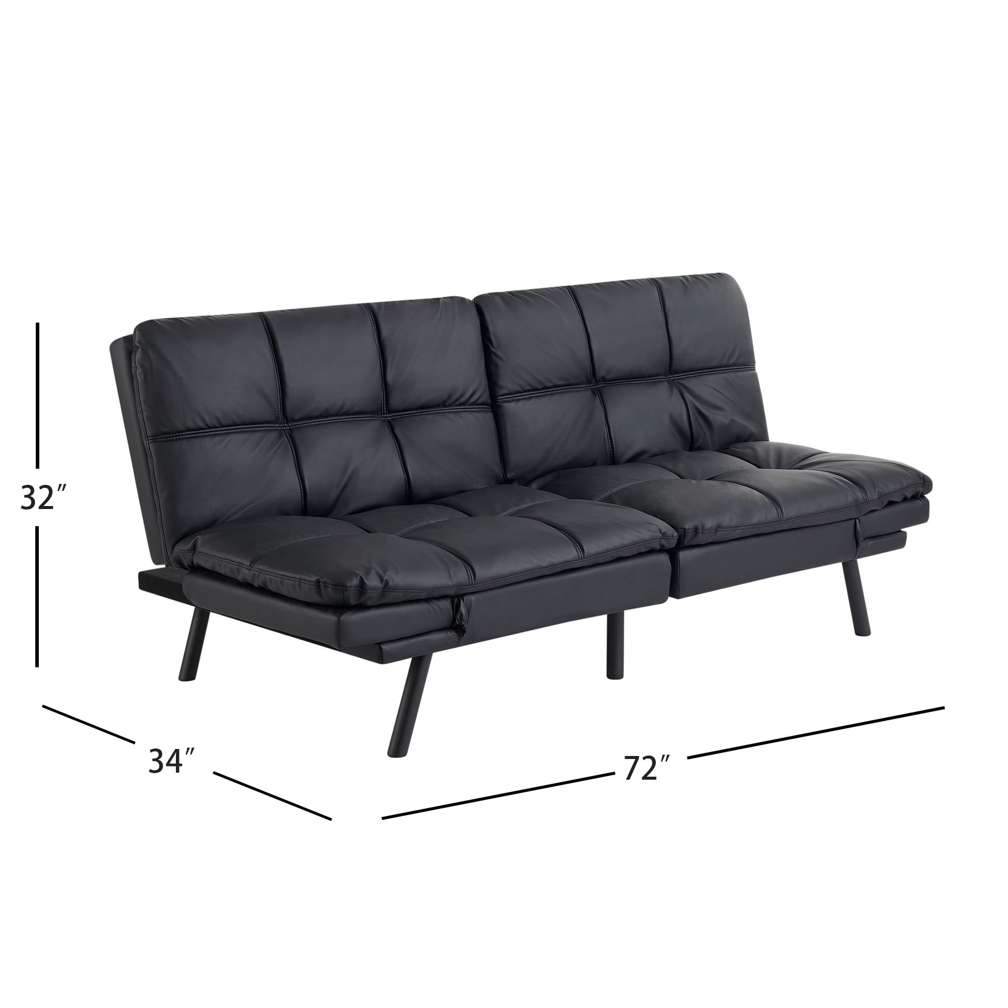 Mainstays 72 Memory Foam Futon Sofa Bed,Black