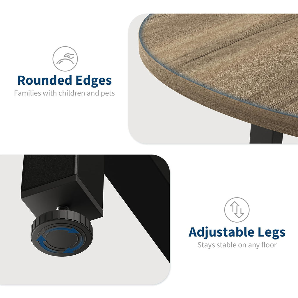31.5 Round Dining Table for 4 People, Modern Wood Circle Kitchen Table with Sturdy Industrial Metal Frame, Small Space Saving Dining Room Table for Apartment & Breakfast Nook, (No Chairs), Walnut