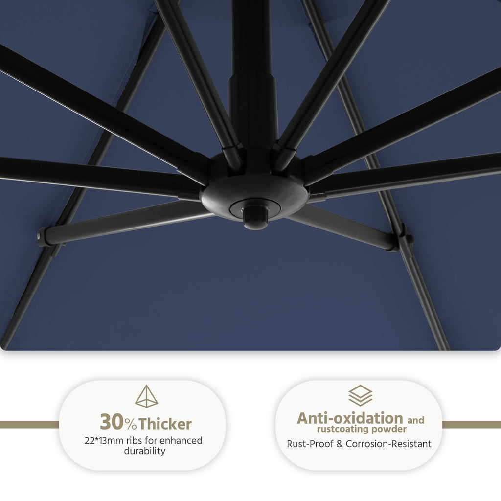 LAUSAINT HOME 10 Feet Patio Umbrella Outdoor Cantilever Round with 360-degree Rotation for UV Resistant, Wind Resistant, Patio, Outdoor, Deck, Garden, Backyard, Pool, Navy Blue