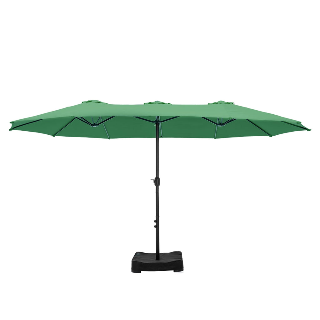 SUMMIT LIVING 15 ft Large Patio Umbrella with Base (Included) Double-Sided Rectangular Outdoor Deck Umbrella for Outside - Beige