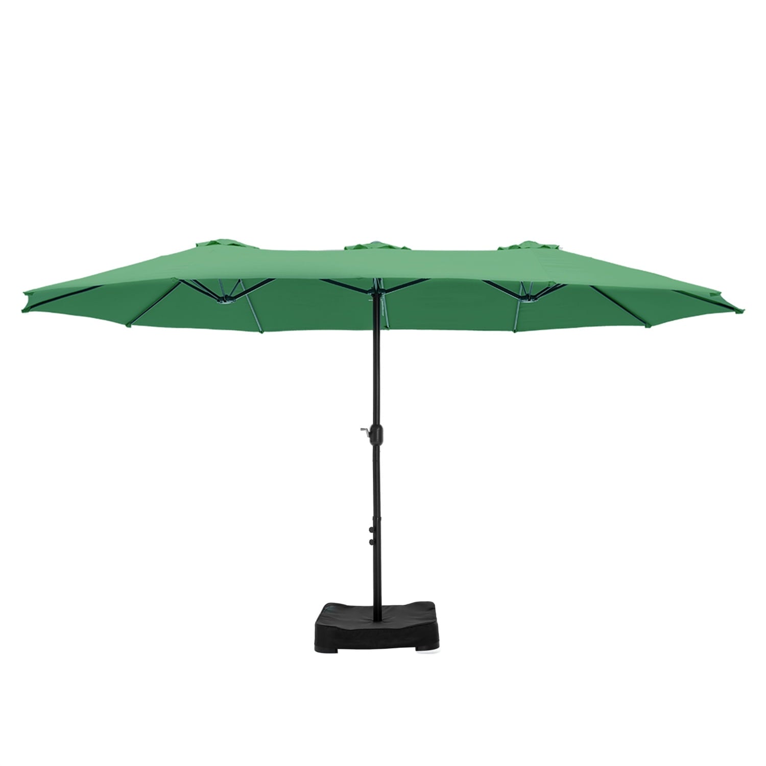 SUMMIT LIVING 15 ft Large Patio Umbrella with Base (Included) Double-Sided Rectangular Outdoor Deck Umbrella for Outside - Beige