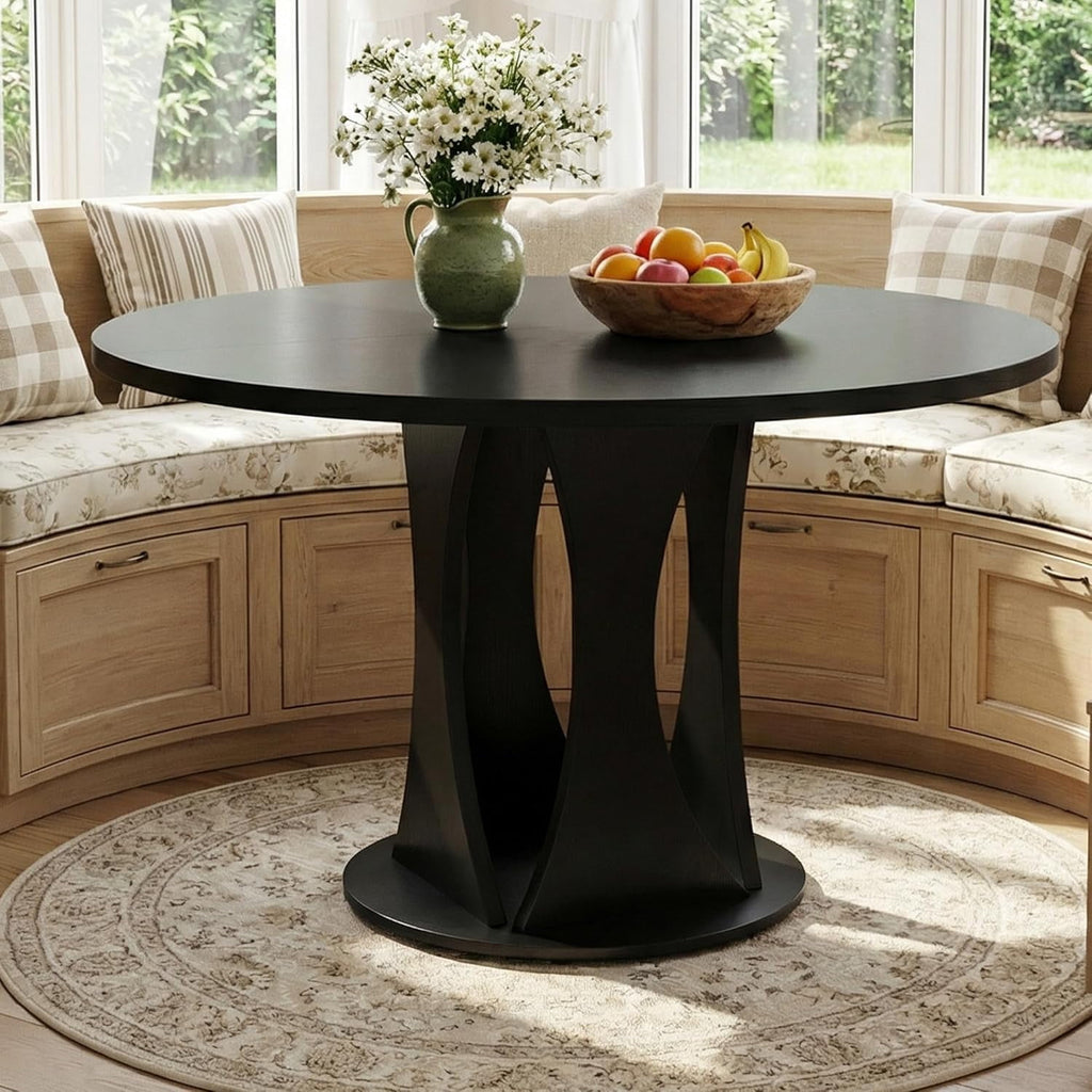 Virans 43.3-59 Extendable Round Dining Table for 6-8,Kitchen Table with MDF,Modern Dinner Table for Dining Rooms,Living Rooms,Walnut