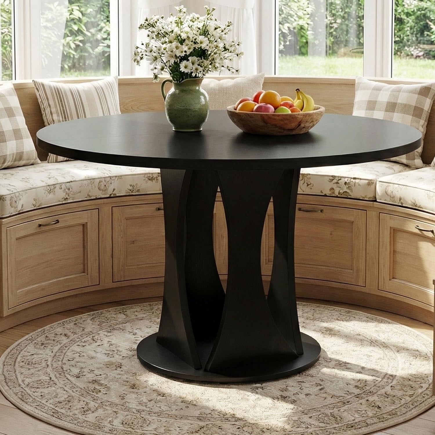 Virans 43.3-59 Extendable Round Dining Table for 6-8,Kitchen Table with MDF,Modern Dinner Table for Dining Rooms,Living Rooms,Walnut