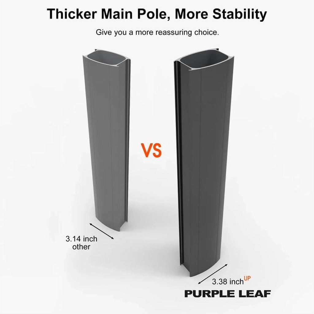 PURPLE LEAF Cantilever Umbrellas 12FT Square Large Patio Umbrella Offset Umbrella with 360°Rotation Tilting And Hanging Double Top, Grey