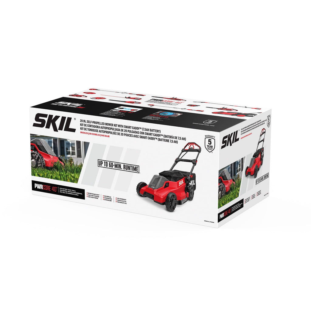 SKIL PWR CORE 40V Brushless 20-Inch Self-Propelled Mower Kit with Smart Caddy, 7.5Ah Battery and 150W Charger, SM2010C-16
