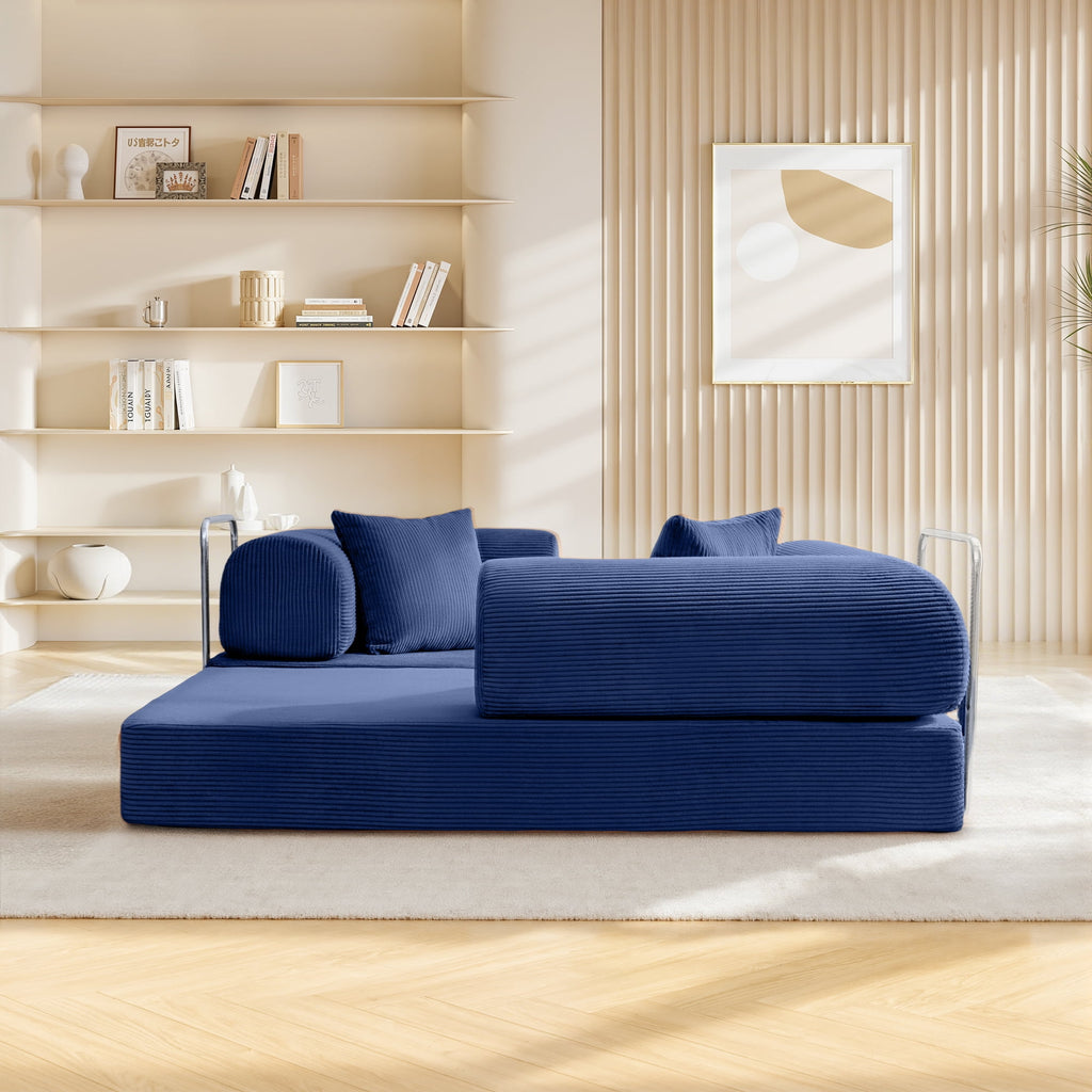 COOLHUT 63 W Combination Sofa, High Rebound Density Foam Sofa Couch, Two Forms Floor Couch Three Seats Sofa Bed for Living Room, Bedroom, Green