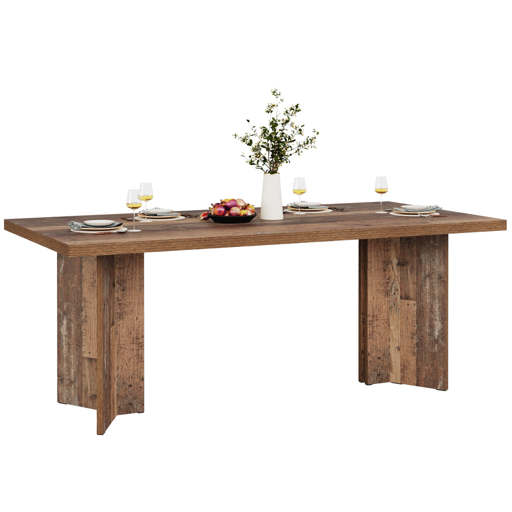 Fnova 63 Rectangular Modern Dining Table, Wooden Modern Kitchen Table for 6 People for Dining Room, Warm Brown (Chairs Not Included)