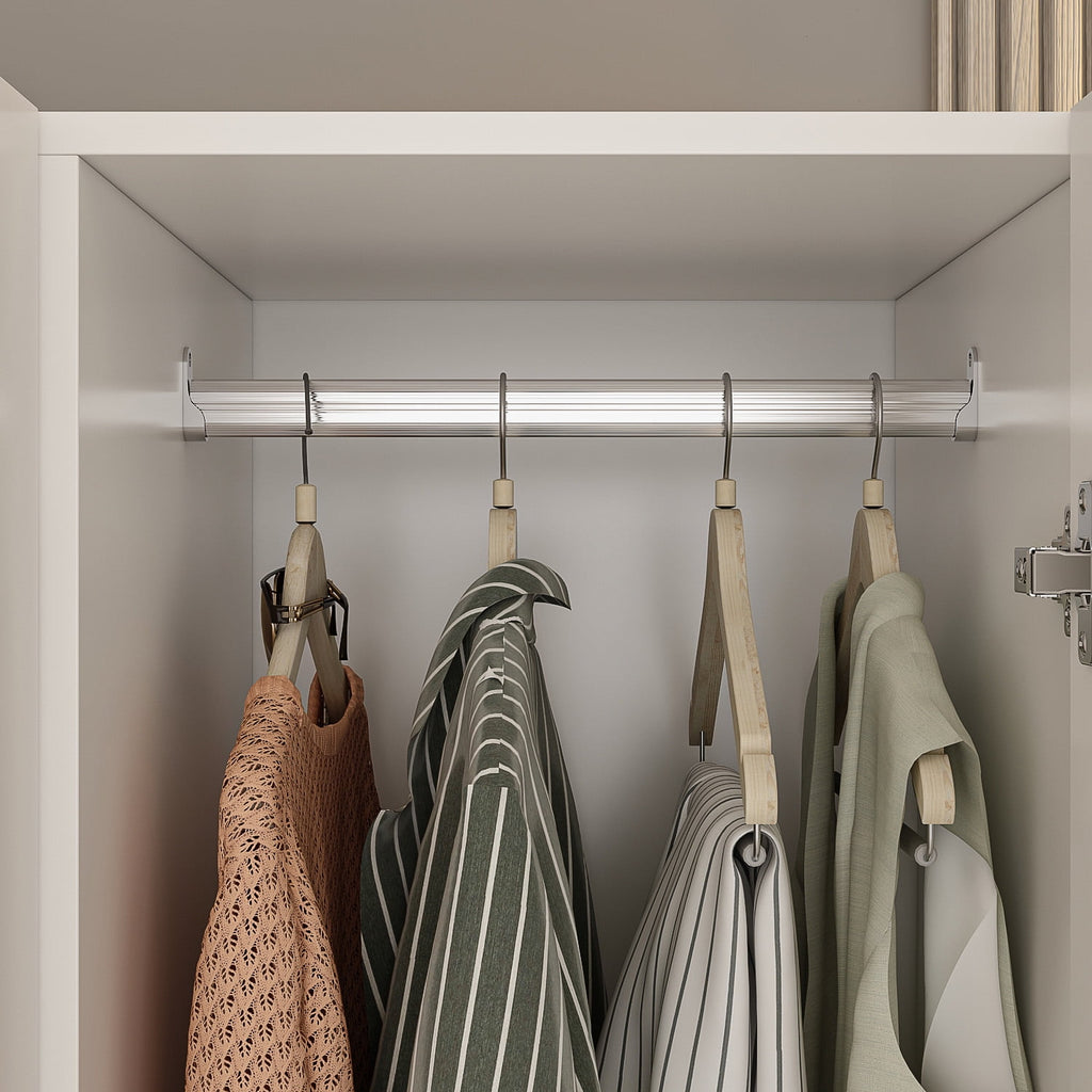 OxyLife 2 Door Wardrobe Armoire, White Closet Storage Organizer with Drawers and Shelves