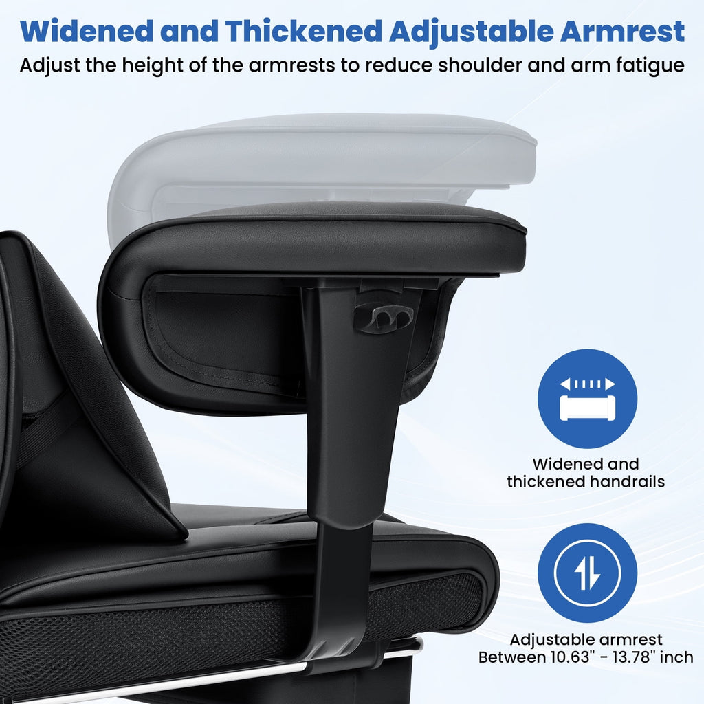 Hoffree Big and Tall Fabric Office Chair 450lbs, Executive Desk Chair with Massage Ergonomic  Computer Chair with Footrest Reclining Desk Office Chair with Lumbar Support for Home Office