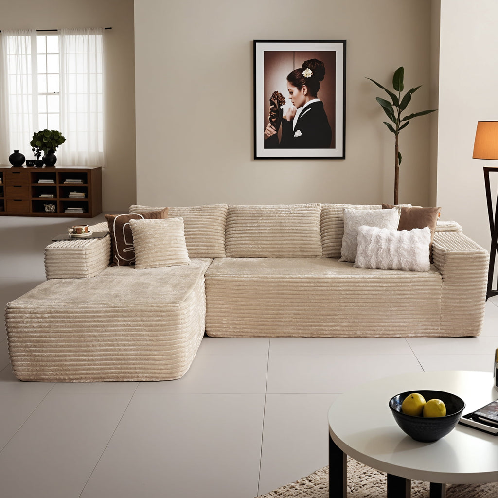 Ovios 106 Cloud Sofa Couch No Assembly Boneless Deep Seat Sofa for Living Room, Black (Corduroy)