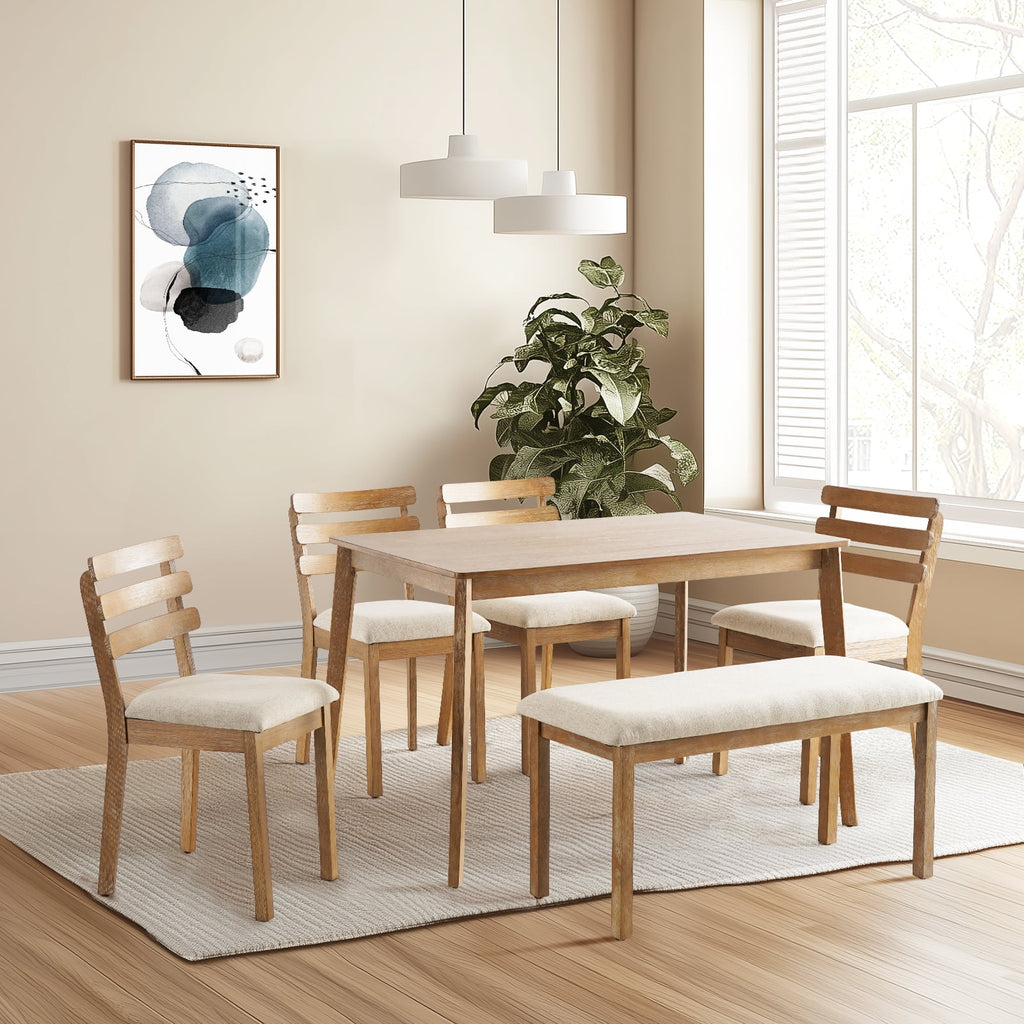 KithKasa Rectangular Dining Table Set for 4 , Kitchen Table and Chairs for 4, 5 Piece Space Saving Wood Kitchen & Dining Room Tables Set Furniture