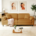 83 Couch Premium PU Leather Sofa, Deep Seat Oversized Loveseat for Living Room (Includes 2 Pillows), Brown