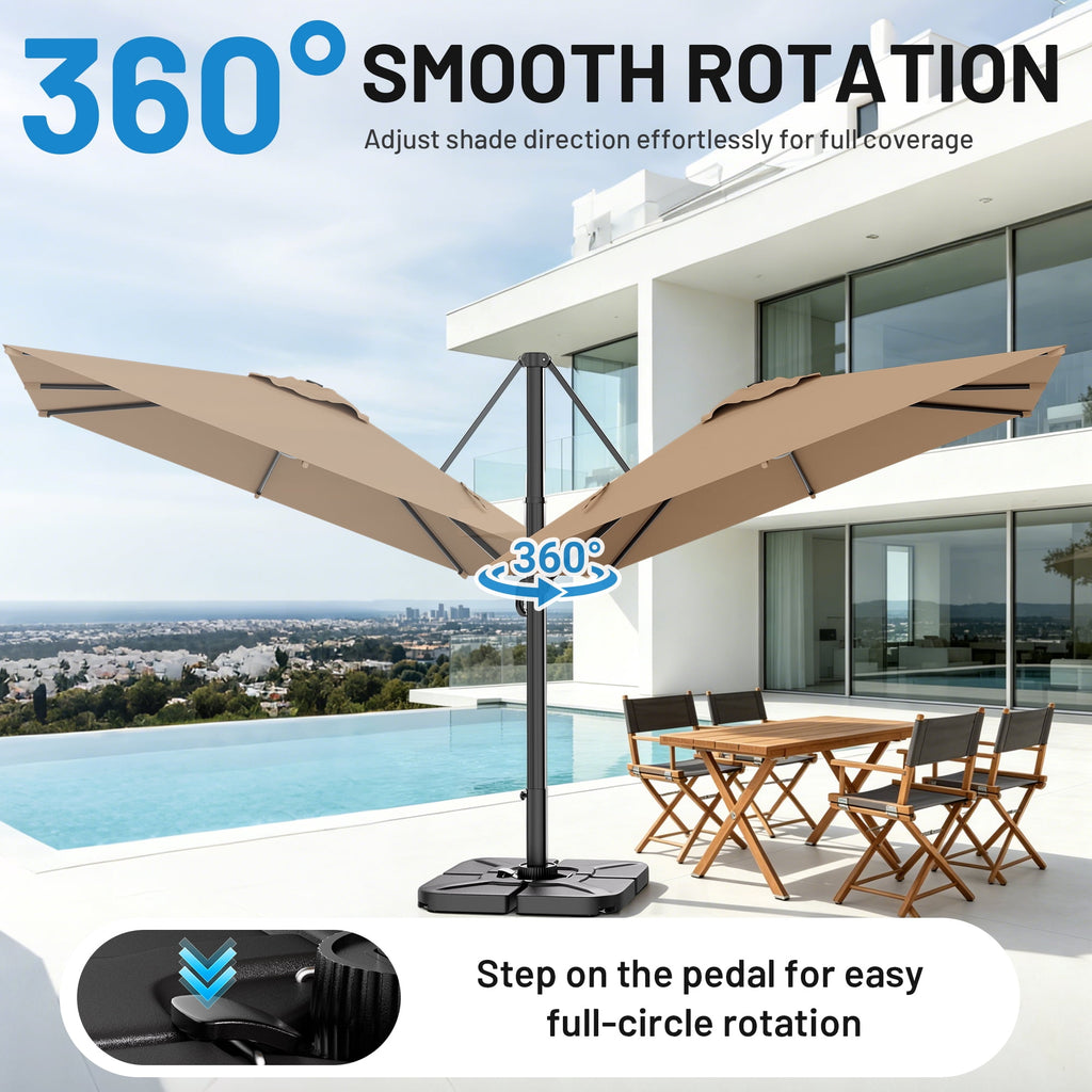 Easthome 10 × 10FT Square Cantilever Patio Umbrella, 360° Rotating Offset Umbrella with Crank, 8 ribs, Outdoor Hanging Roman Umbrella for Garden Deck Backyard, Red