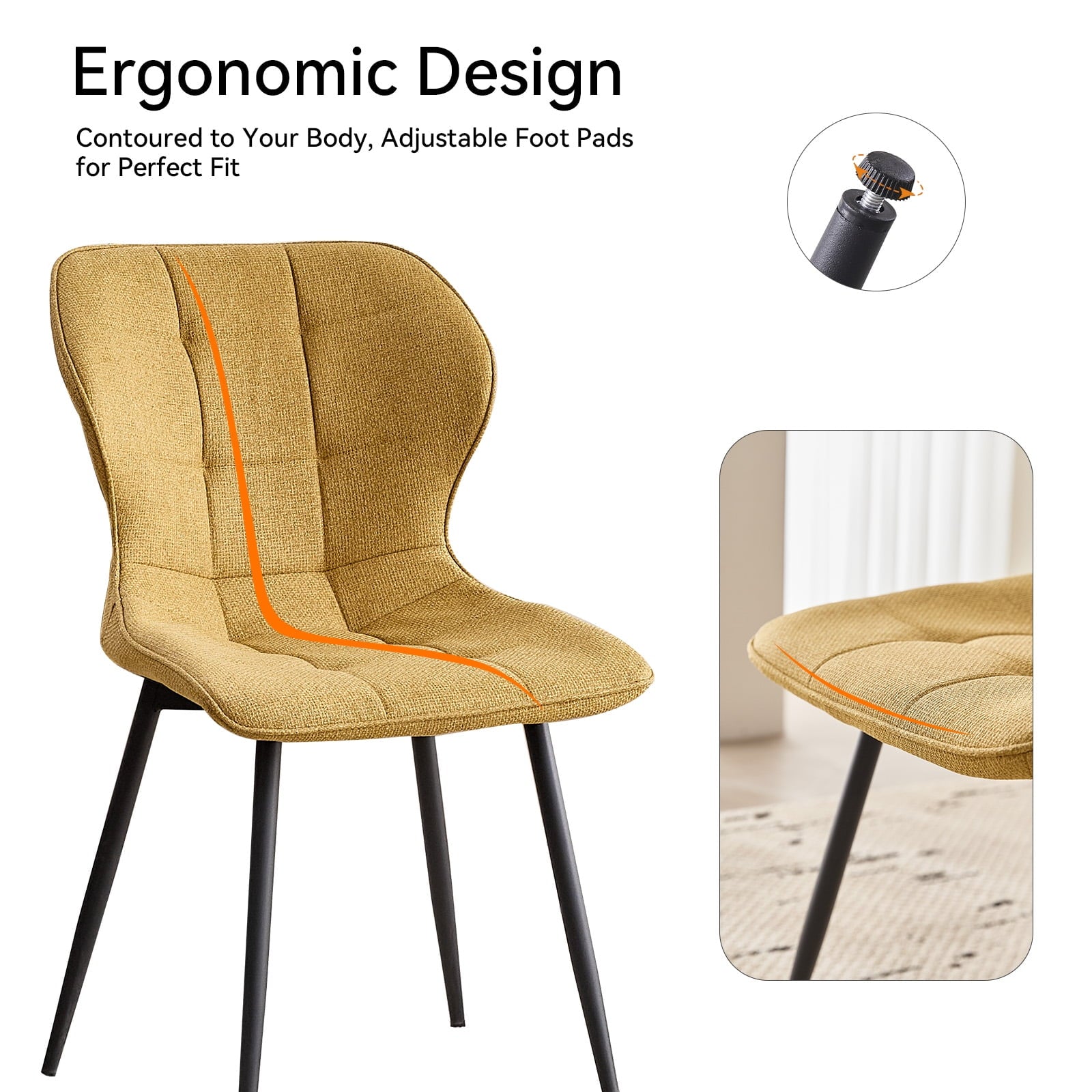 5 Piece 47'' Round Dining Table Chairs Set for 4, Farmhouse Oak Kitchen Table with 4 Boucle Mid Century Modern Dinning Room Chairs, Wood Dinner Table &Upholstered Chair Set of 4, Beige