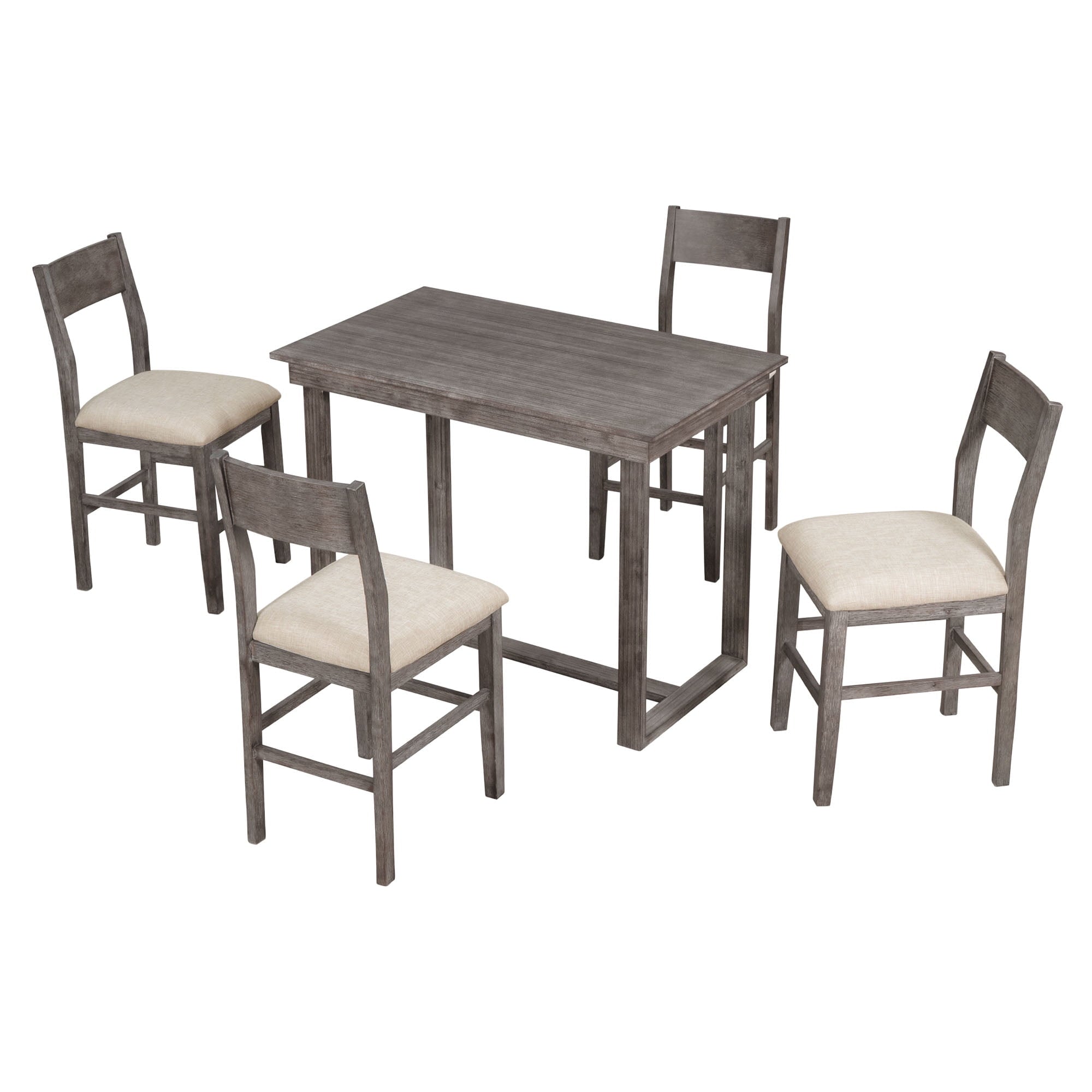 Harper & Bright Designs 5 Piece Dining Table Set Counter Height Dining Set with Classic Elegant Rectangel Table and 4 Padded Chairs for Kitchen Dining Room, Black and Beige
