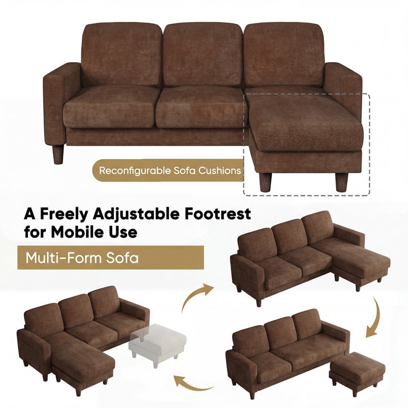 Homall Cloud Modular Sectional Sofa 3 Seat L-Shaped Cloud Oversized Sofa Couch for Living Room, Apartment and Small Space,Dark Gray