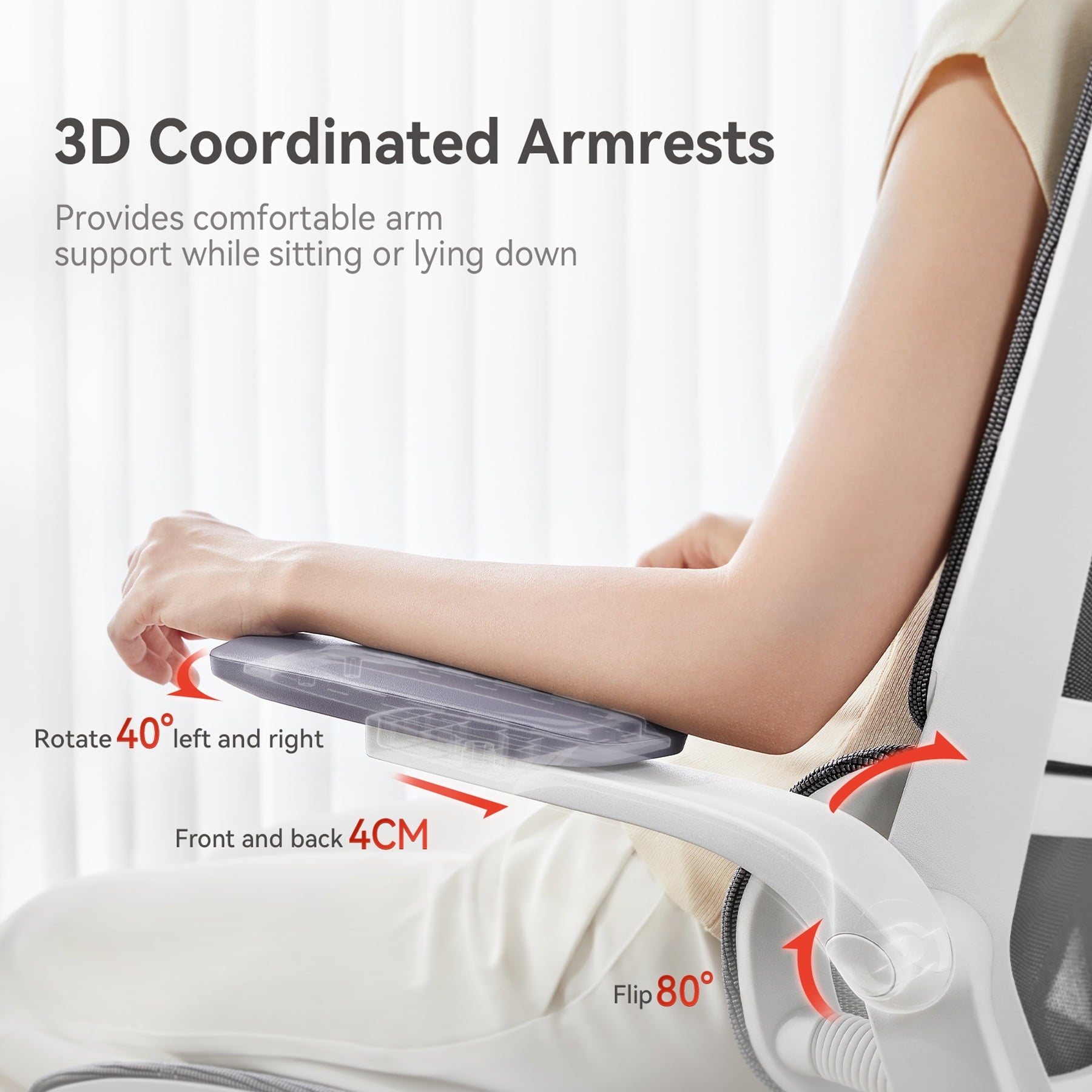 Sihoo M59AS Ergonomic Office Chair with Mesh Backrest, Flip Armrests, Headrest, White