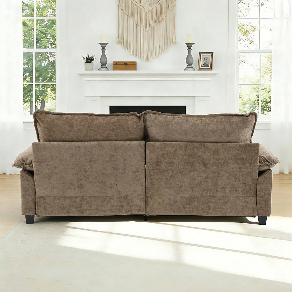 Ktaxon Sectional Sofa L Shaped Couch with Chaise Living Room Sleeper Set, 2 Seats with Chenille and Double Layer Cushions 86 W Beige