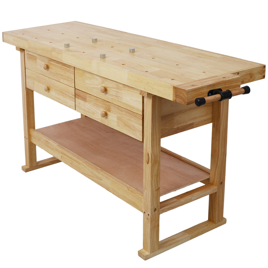 55-Inch Wood Workbench - Wooden Workbench for Garage Workshop and Home,