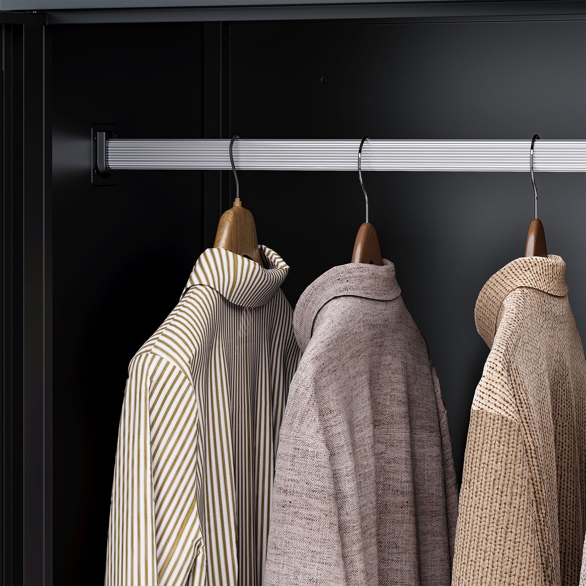 STANI Metal Wardrobe Closet with Hanging Rod, 72 White Armoire Wardrobe Cabinet with Adjustable Shelves, Clothes Storage Organizer Cabinets for Bedroom, Bathroom, Office