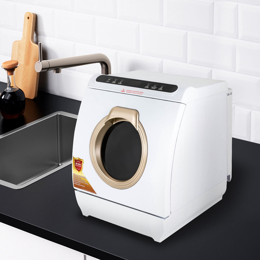 Portable Countertop Dishwasher Air Drying 5 Programs W/ 7L Water Tank 110V