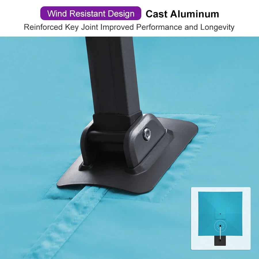 PURPLE LEAF Cantilever Umbrellas 12FT Square Large Patio Umbrella Offset Umbrella with 360°Rotation Tilting And Hanging Double Top, Grey