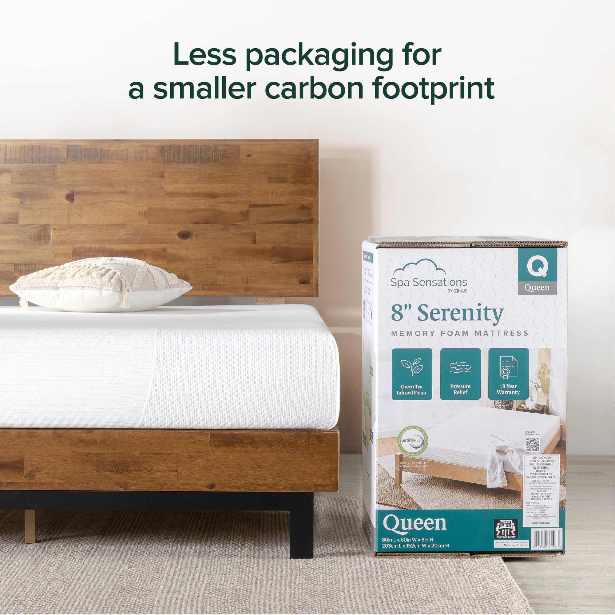 Zinus Spa Sensations Serenity 8 Memory Foam Mattress, Queen