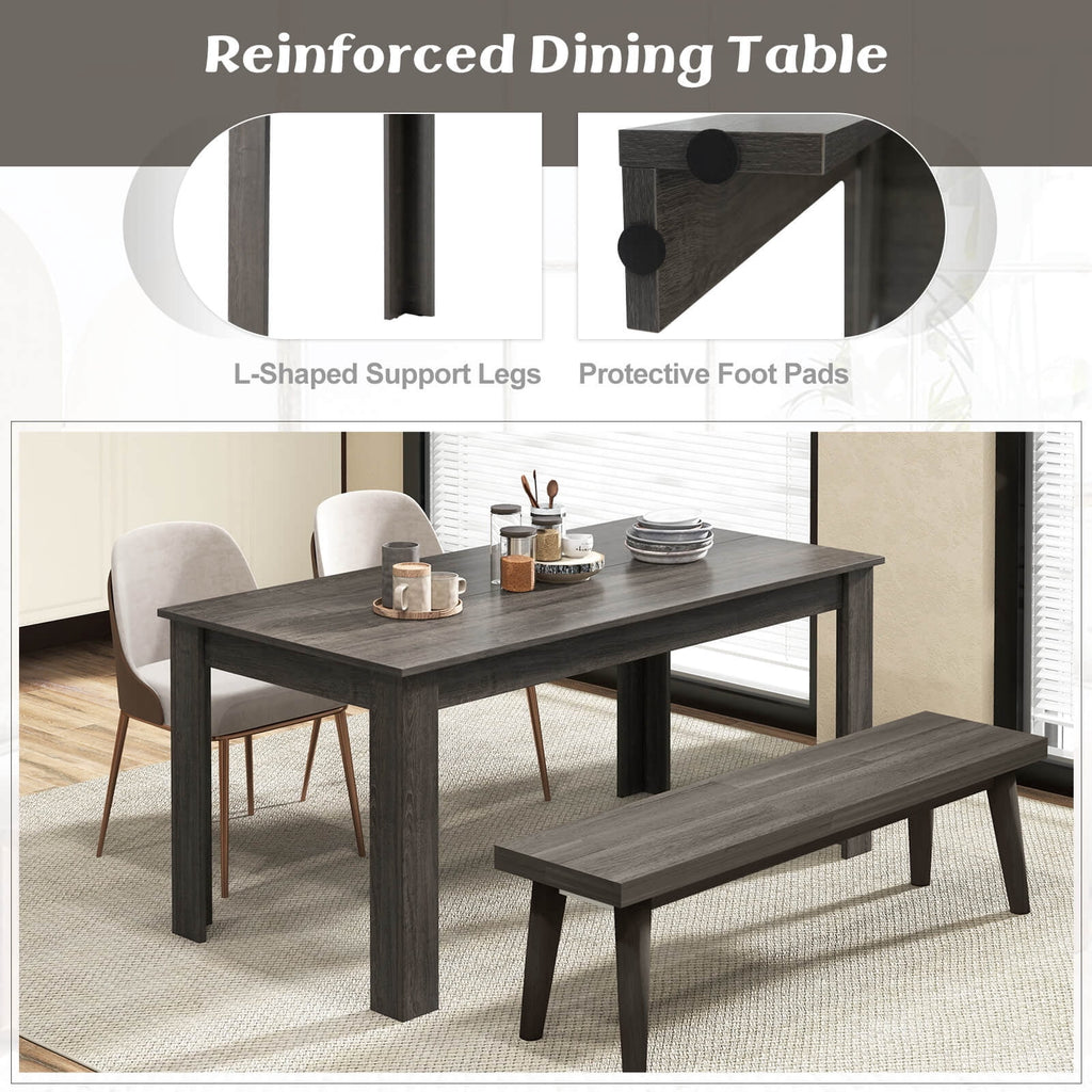 Costway 63 Dining Table Rectangular Modern Kitchen Table For 6 People Home Furniture Gray