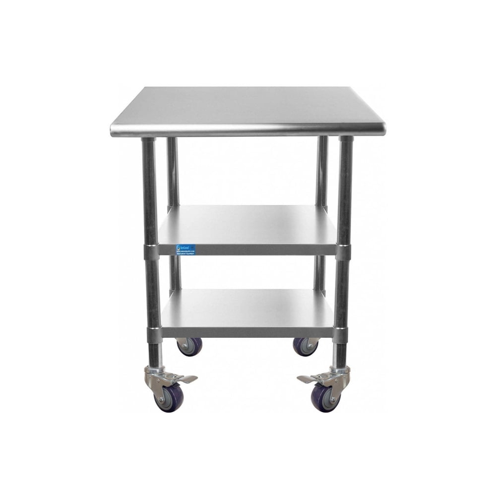AmGood 60 Long x 30 Deep Stainless Steel Work Table with 2 Shelves and wheels | Commercial & Residential NSF Utility Table | Metal Food Prep Station