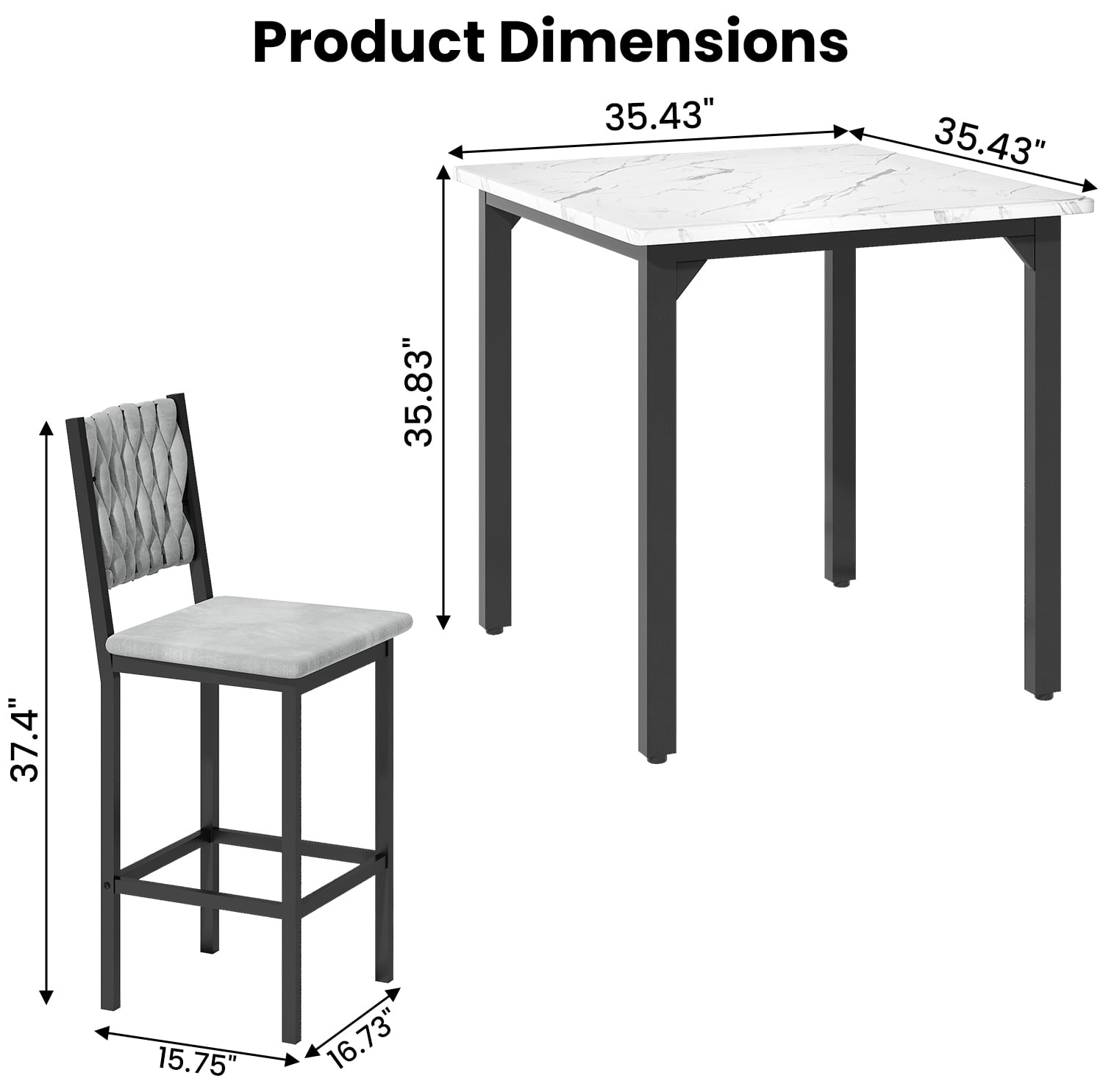 MIERES 5 Piece Dining Table Set High Top Dining Table Set for 4 Counter Height Small Kitchen Table With 4 Velvet Upholstered Chairs, Wood Small Dining Set for Bar Dining Room Breakfast