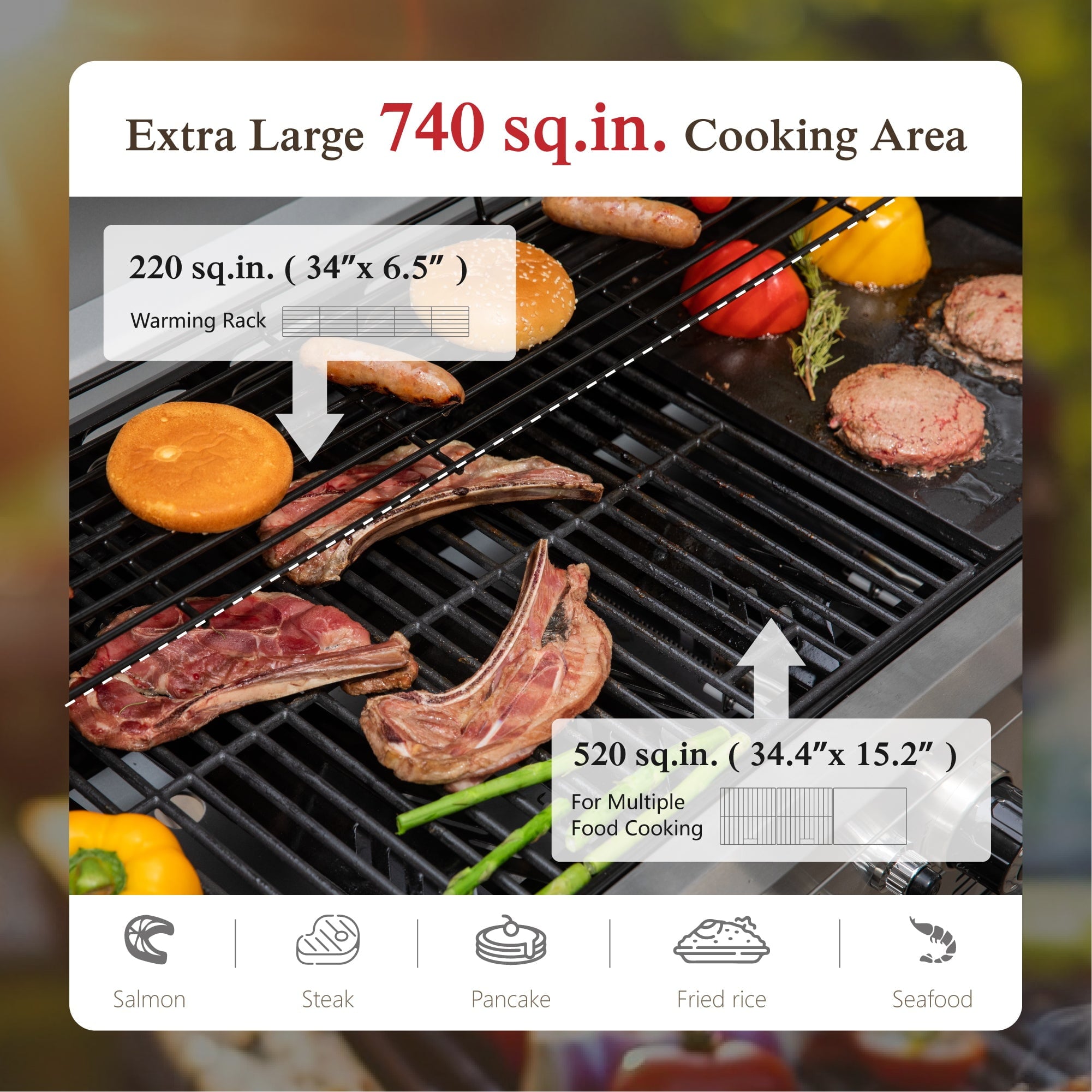 Alpha Joy 4-Burner Propane Gas Grill and Griddle Combo with Side Burner in Black