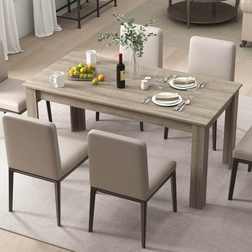 Costway 63 Dining Table Rectangular Modern Kitchen Table For 6 People Home Furniture Gray