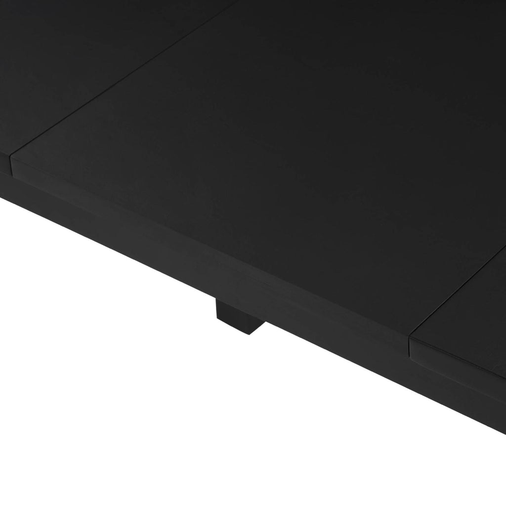 Lisonu 59 Extendable Dining Table, Modern Black Wooden Kitchen Table for 4-8 People, Space-Saving Expandable Table for Dining Room, Home Office & Small Living Spaces