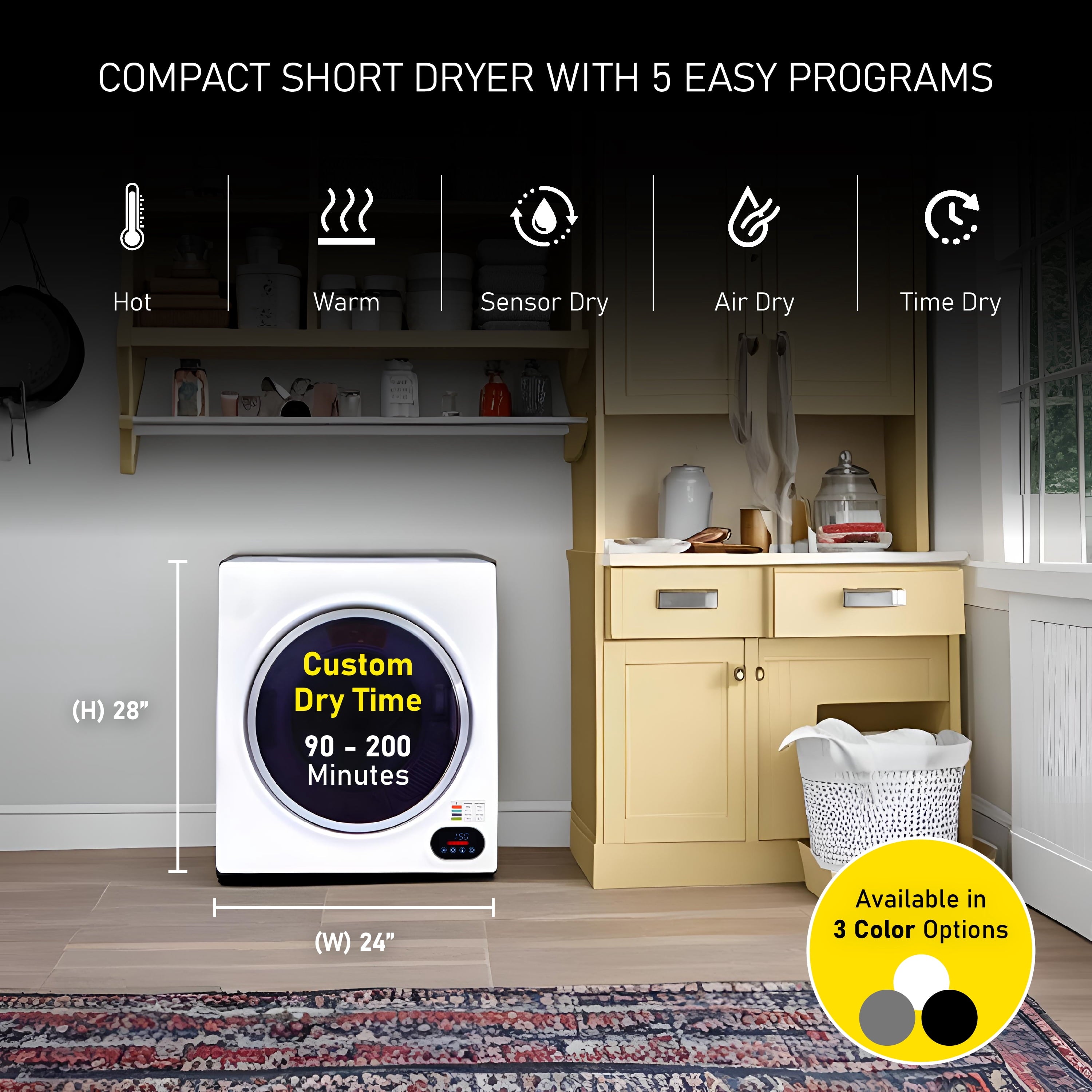 Pinnacle 21-852 S Compact Short Dryer with Digital Controls - 3.2 cu.ft., Silver