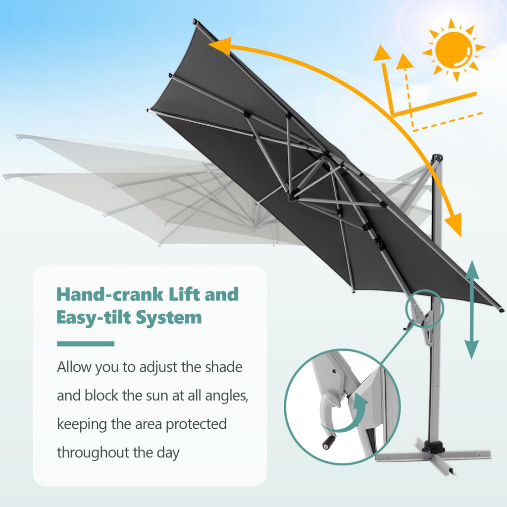COSIEST 10FT Cream Double Top Cantilever Outdoor Umbrellas, Large Square Windproof Patio Umbrella for Garden, Deck, Pool
