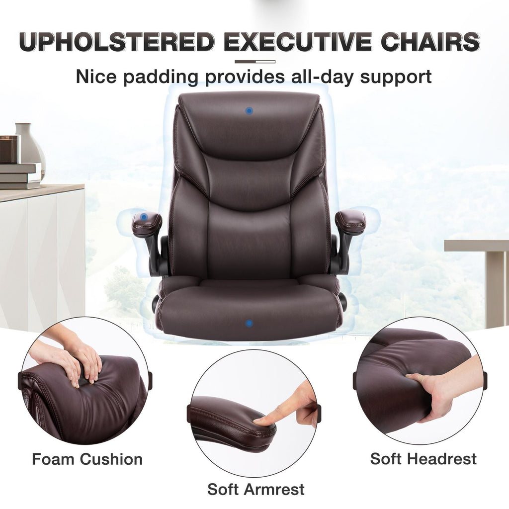GIANNA Heavy Duty Ergonomic Computer Gaming Office Chair, With Wheels, Flip-up Arms, Adjustable Height, PU Leather, Black