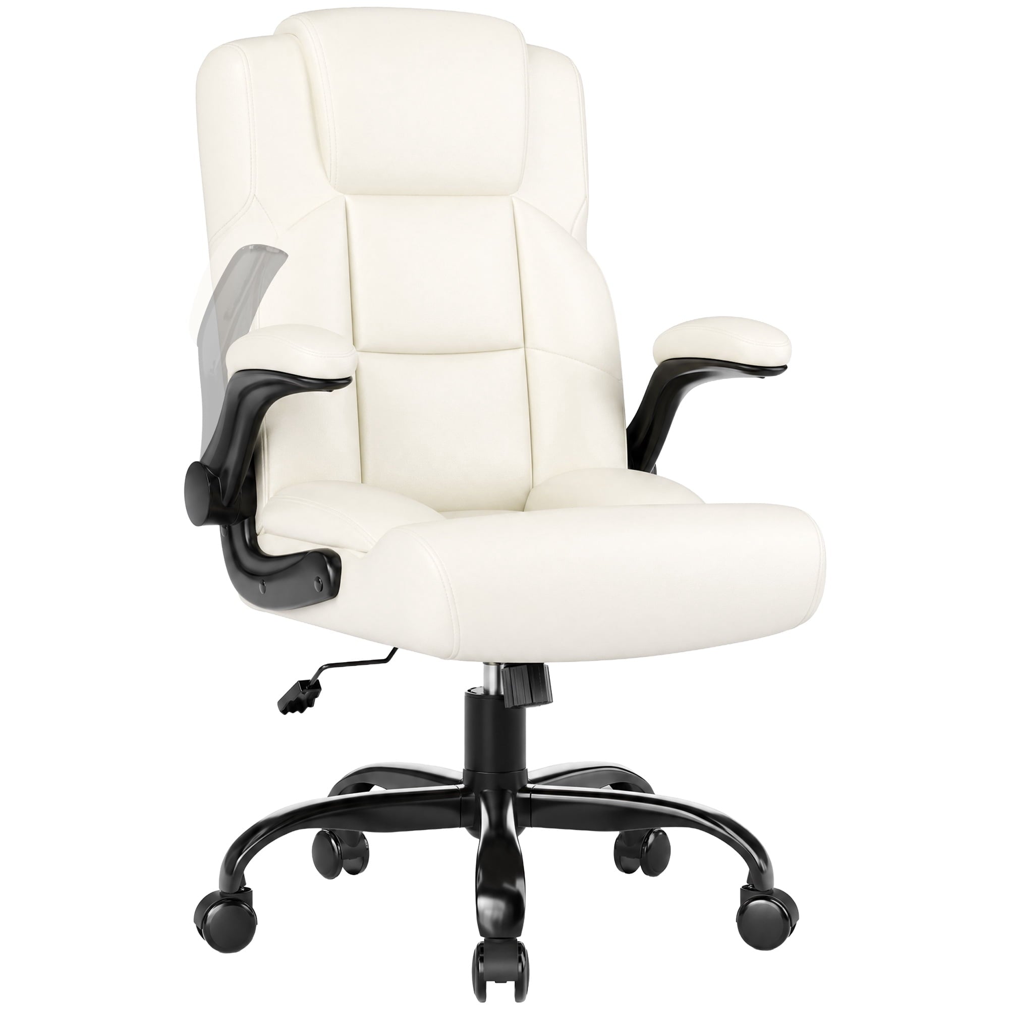 JONPONY Leather Office Chair, Big and Tall Office Chair 400LBS Wide Seat Ergonomic Computer Desk Chair High Back Executive Leather Chair Adjustable Task Chair Lumbar Back with 1-Year Warranty, Black