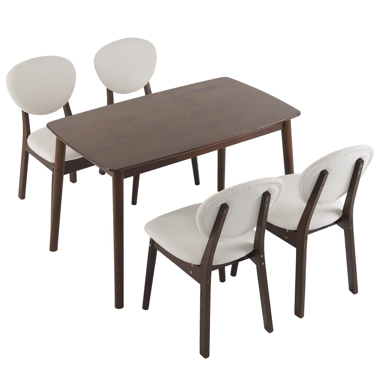 Ktaxon Dining Table Set for 4 Solid Wood Dinner Table with Padded Chairs for Home Kitchen Restaurant 47 Wood Color