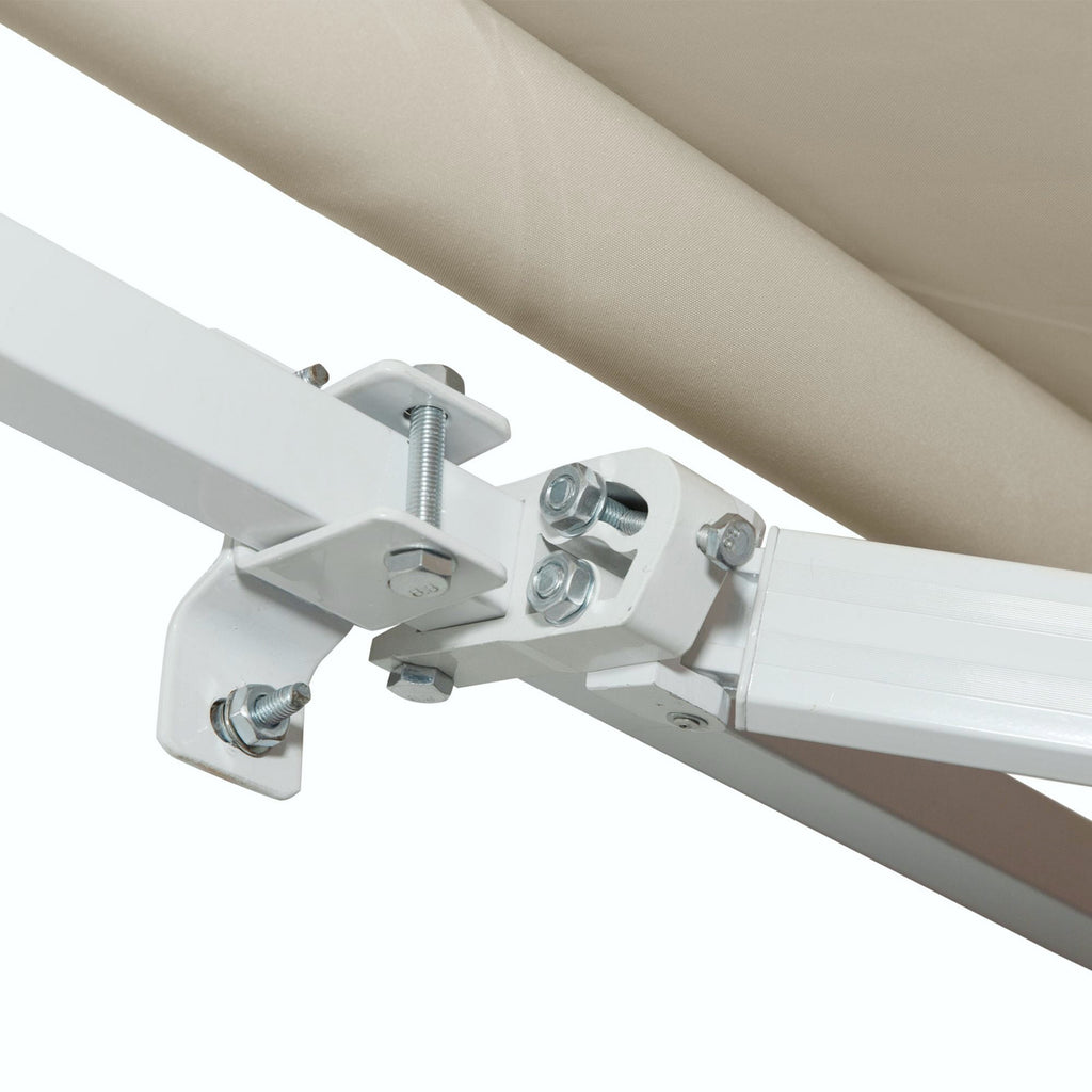 Patio Umbrellas Outsunny 12' x 8' Retractable Awning Patio Awnings Sun Shade Shelter with Manual Crank Handle, 280g/m² UV & Water-Resistant Fabric and Aluminum Frame for Deck, Balcony, Yard, Cream Wh