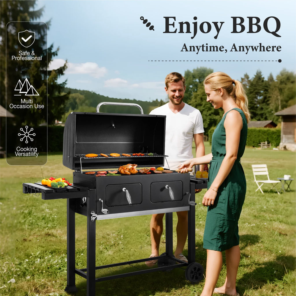 MF Studio 34'' Extra Large Charcoal Grill with 794 SQIN Cooking Area Heavy Duty Barbecue Grill for Outdoor - Black