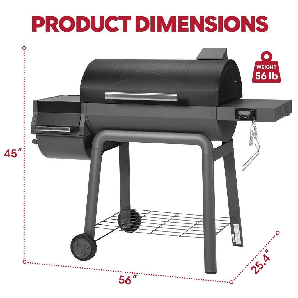 Feasto 30-inch Heavy-Duty Charcoal Grill with Offset Smoker - Digital Temperature Control & 2 Meat Probes, 815 Sq. In. Cooking Space for Backyard Bbq